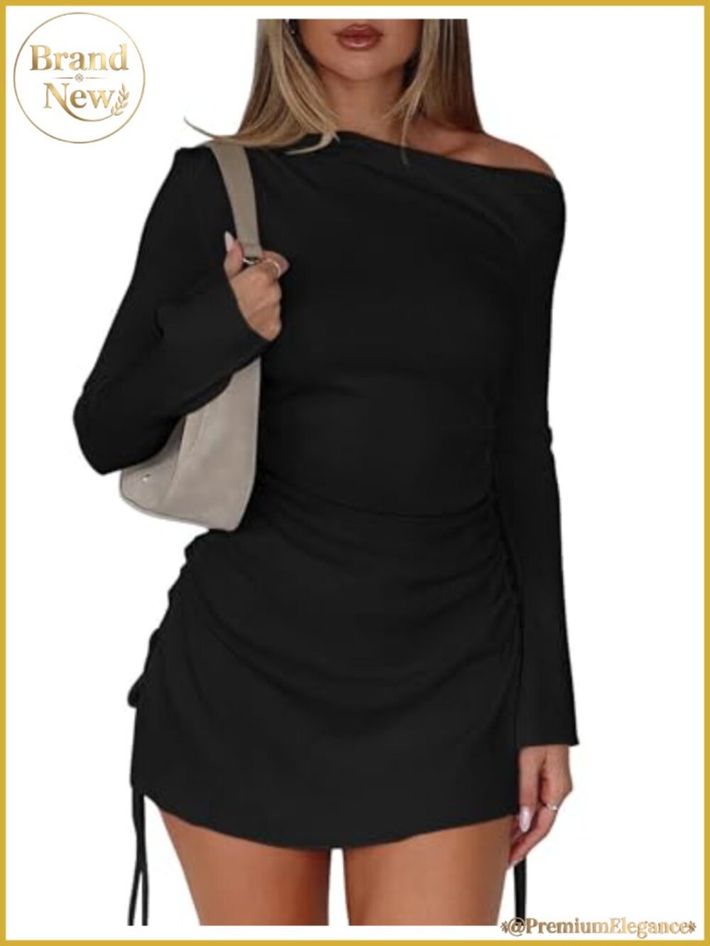 Sexy One Shoulder Bodycon Mini Dress Flared Sleeves Club Party